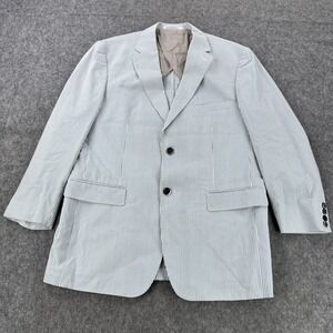 Crittenden Sport Blazer Mens 42R Blue White Cotton Silk 2 Button Coat